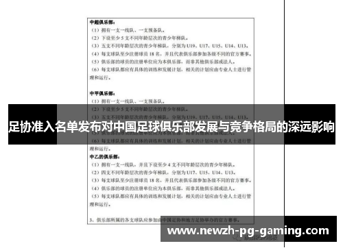 足协准入名单发布对中国足球俱乐部发展与竞争格局的深远影响